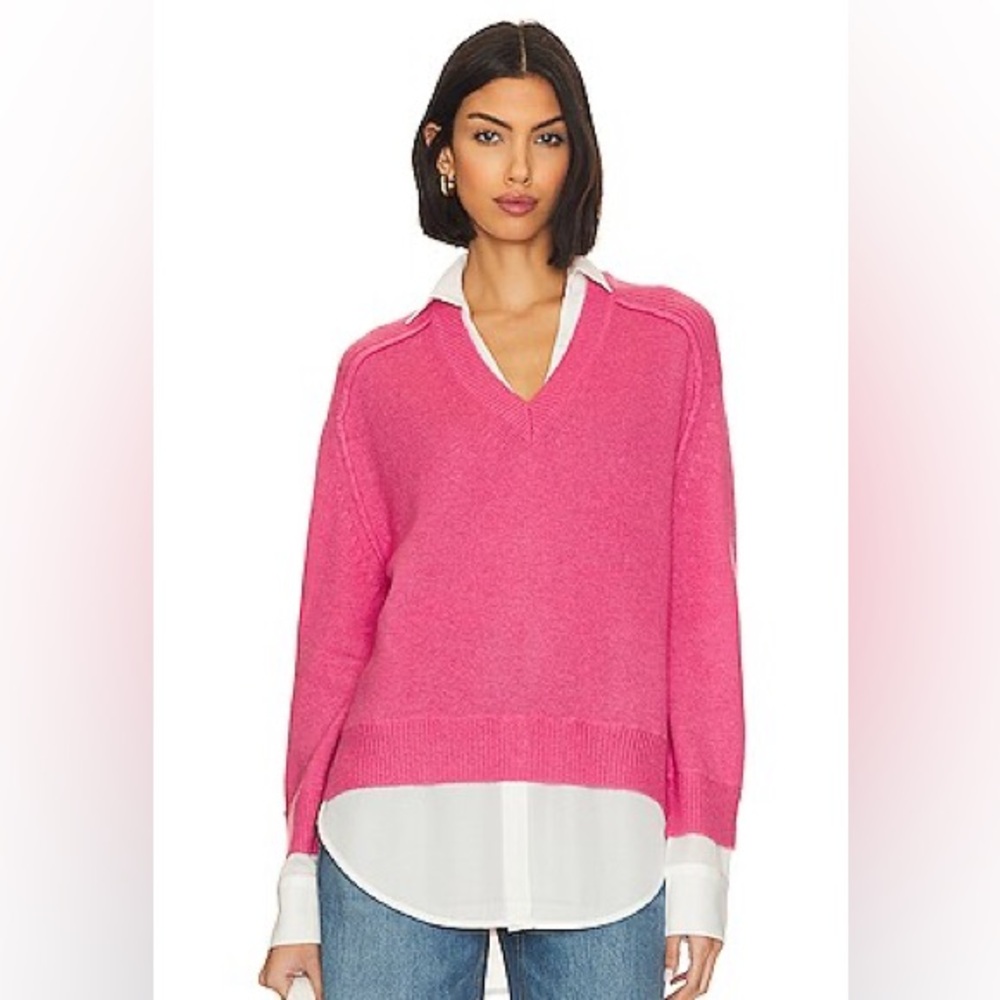 BROCHU WALKER Women's The Looker Layered V-Neck Wool-Cashmere Sweater Size Large